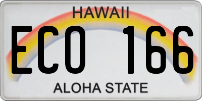 HI license plate ECO166