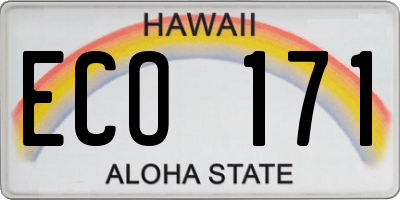 HI license plate ECO171