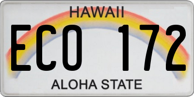 HI license plate ECO172