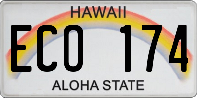 HI license plate ECO174