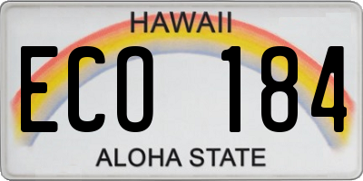 HI license plate ECO184