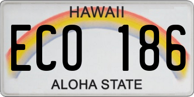 HI license plate ECO186