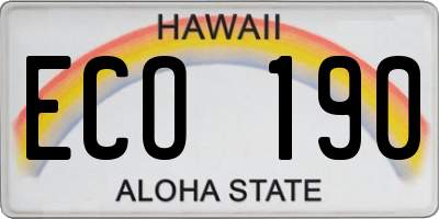HI license plate ECO190