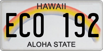 HI license plate ECO192