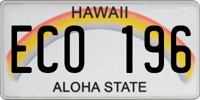 HI license plate ECO196