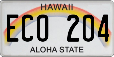 HI license plate ECO204
