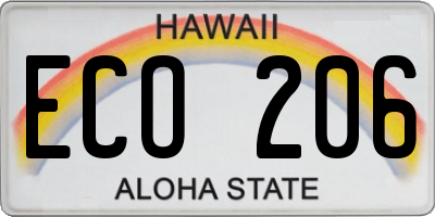 HI license plate ECO206