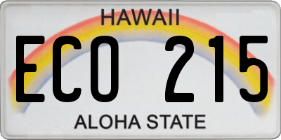 HI license plate ECO215