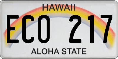 HI license plate ECO217