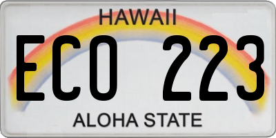 HI license plate ECO223