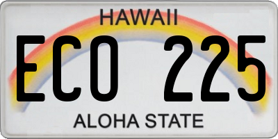 HI license plate ECO225