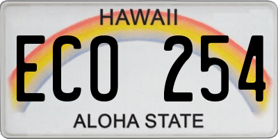 HI license plate ECO254