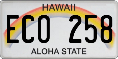 HI license plate ECO258