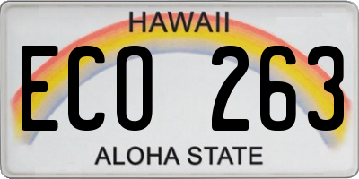 HI license plate ECO263