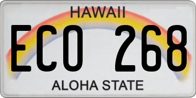 HI license plate ECO268