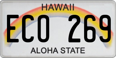 HI license plate ECO269