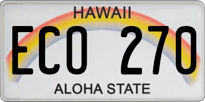 HI license plate ECO270