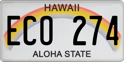 HI license plate ECO274