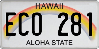 HI license plate ECO281