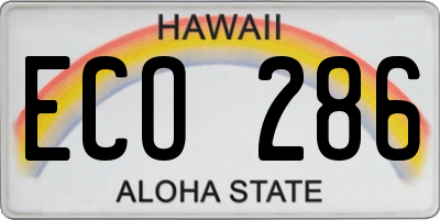 HI license plate ECO286