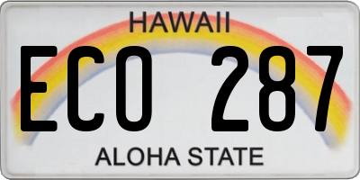 HI license plate ECO287