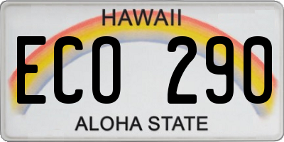HI license plate ECO290