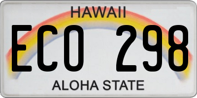 HI license plate ECO298