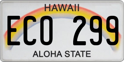 HI license plate ECO299