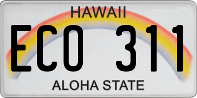 HI license plate ECO311