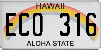 HI license plate ECO316
