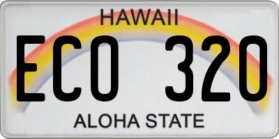 HI license plate ECO320
