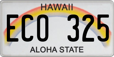 HI license plate ECO325