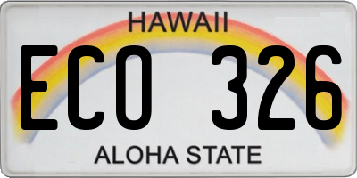 HI license plate ECO326
