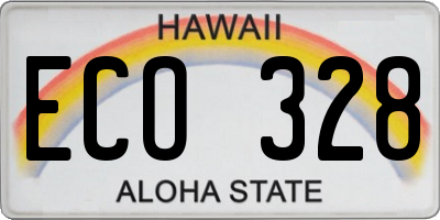 HI license plate ECO328