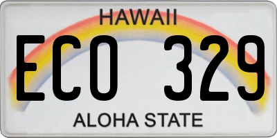 HI license plate ECO329