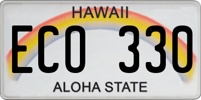 HI license plate ECO330