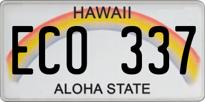 HI license plate ECO337