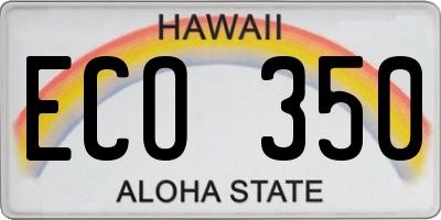 HI license plate ECO350