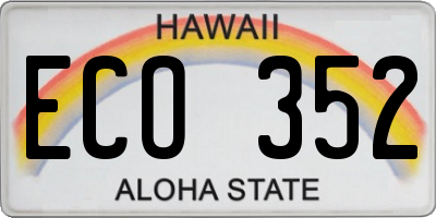 HI license plate ECO352