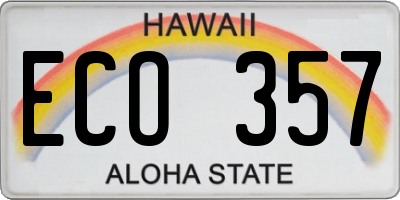 HI license plate ECO357