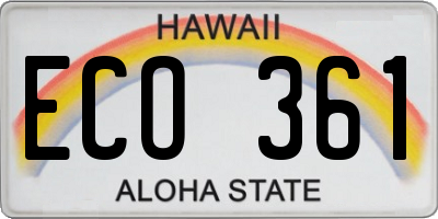 HI license plate ECO361
