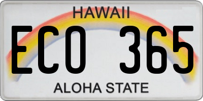 HI license plate ECO365