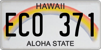 HI license plate ECO371