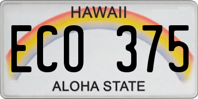 HI license plate ECO375
