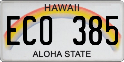HI license plate ECO385