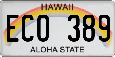 HI license plate ECO389