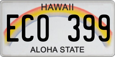 HI license plate ECO399
