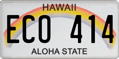 HI license plate ECO414