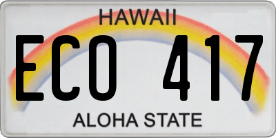 HI license plate ECO417