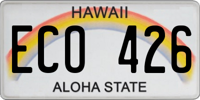 HI license plate ECO426